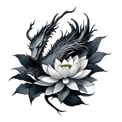 Dragon With Lotus Flowers