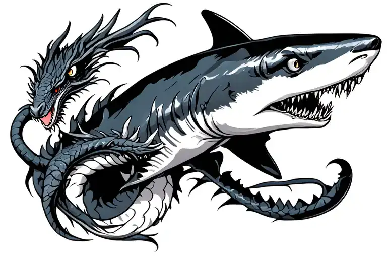 Shark And Dragon Wrapped Round