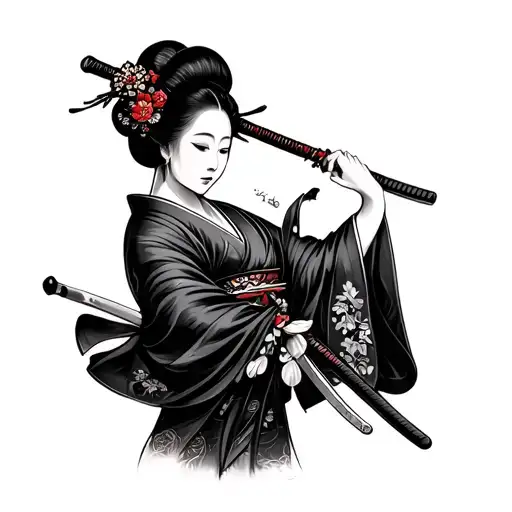 Geisha Holding A Katana