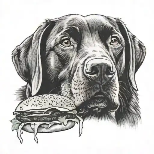 Black Lab With Hamburger