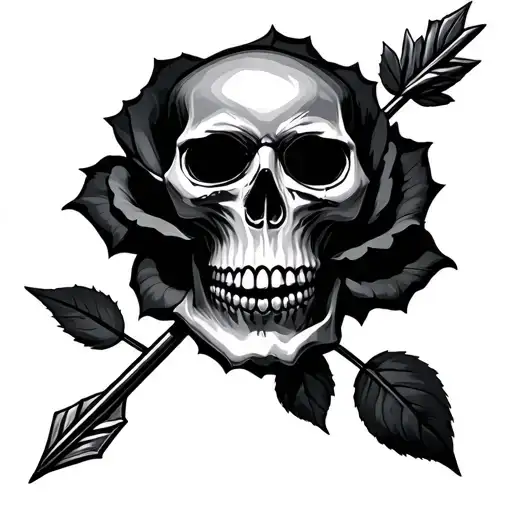 Skull Black Rose Arrow Piercing