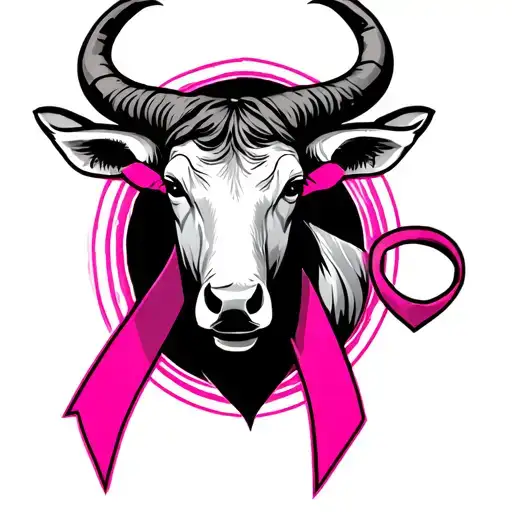 Pink Ribbon And Taurus Symbol