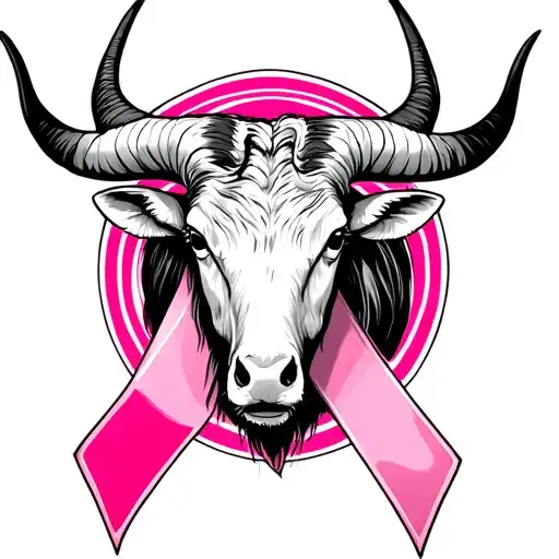Pink Ribbon And Taurus Symbol