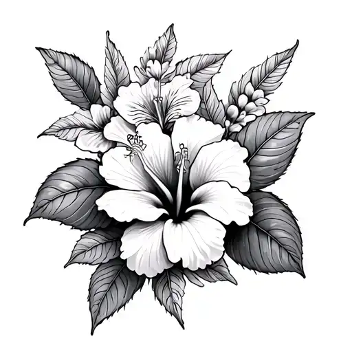 Hibiscus Flowers And Spider Web