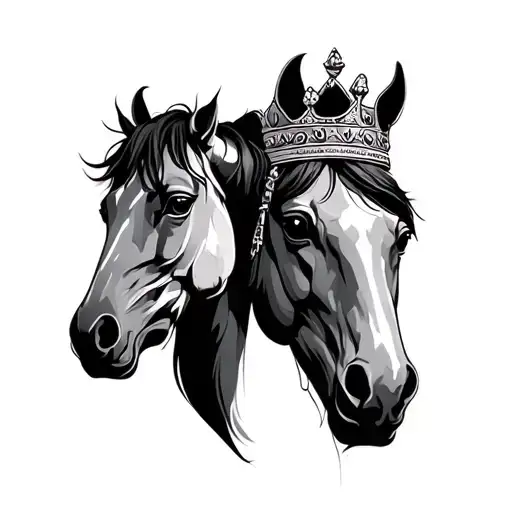 A Crown With Two Horses On The Side