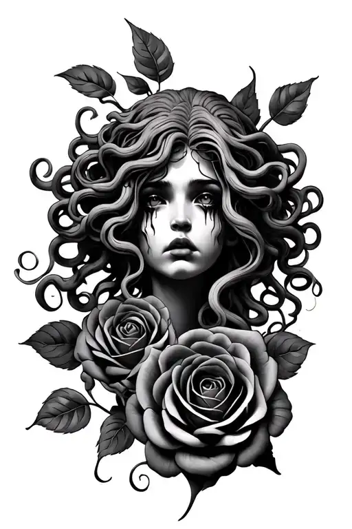 Crying Medusa And Roses