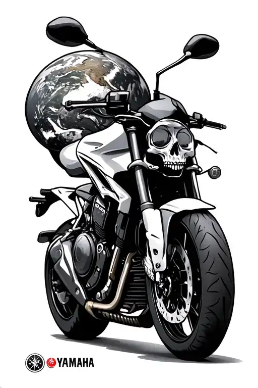 The Beret Of Arm Of Earth On A Skull And A Yamaha Mt09 Motorcycle