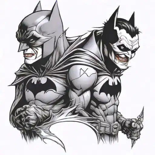 Batman And Joker Black And White Drawing
