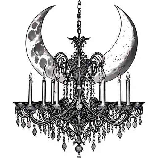 Ornamental Gothic Fine Line Chandelier Design With Moon