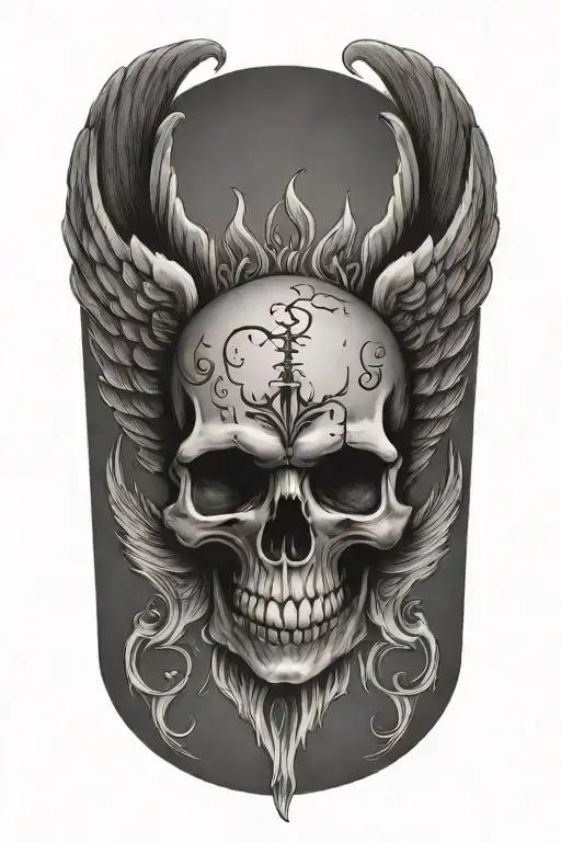 A Single Skull With Wings