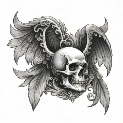 A Single Skull With Wings