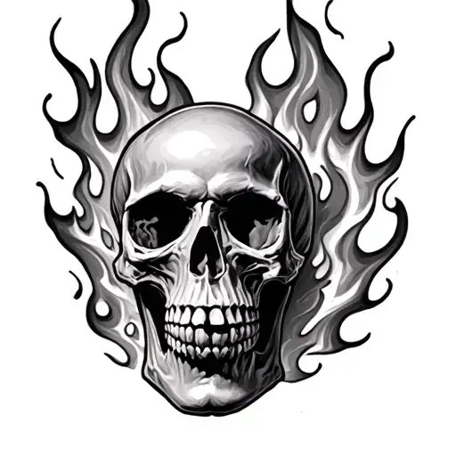 Realistic Skull In Fire