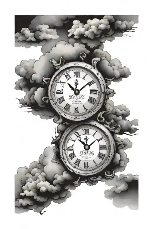 Roman Numerals With Clouds Floating