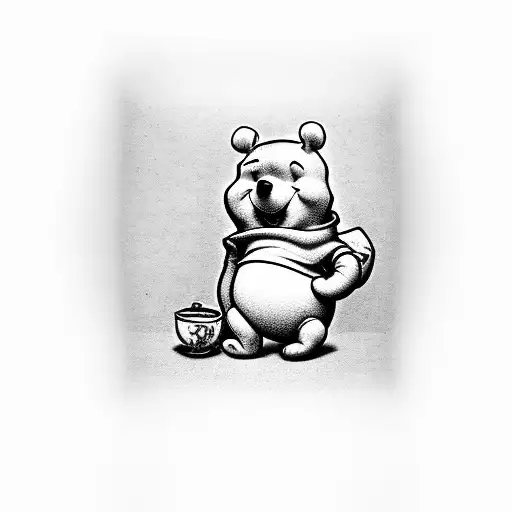 Minimalistic Winnie The Pooh Sitting On A Coffee Mug