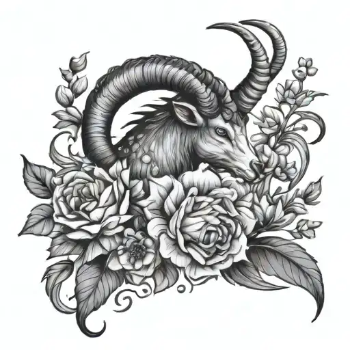 Capricorn And Flowers
