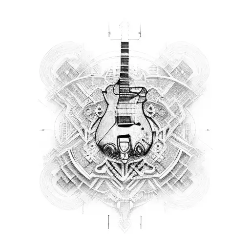 A Guitar With Intricate Architectural Designs As The Body