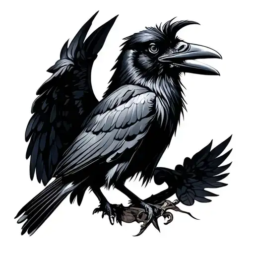 Raven With Sipped Wings