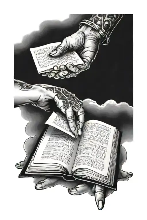 Hands Holding Open Book Surrounded