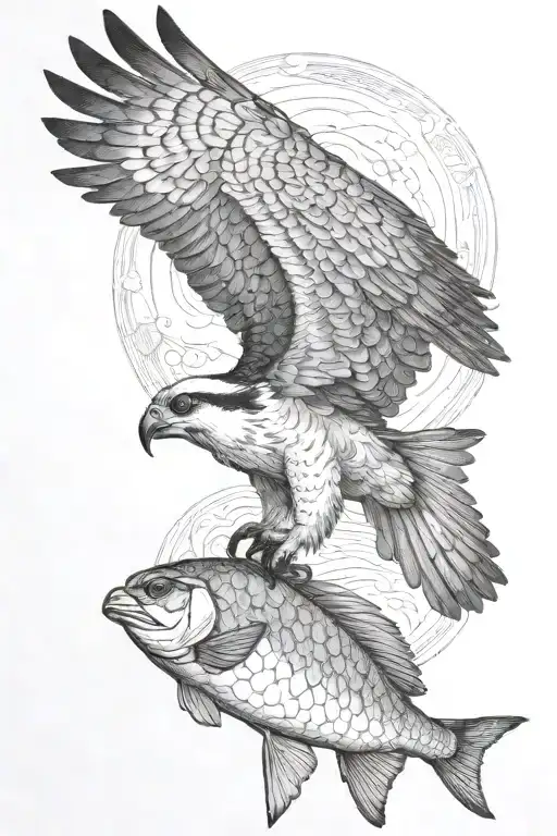 Osprey Bird Of Prey Catching An Arctic Grayling Fish Alaska