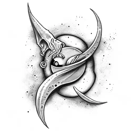 Crescent Moon With Cute Goblin Peaking From Behind