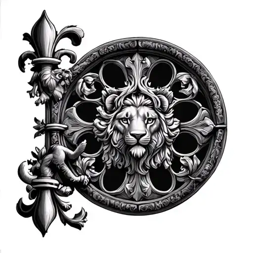 Rose Window With Lion And Fleur De Lys