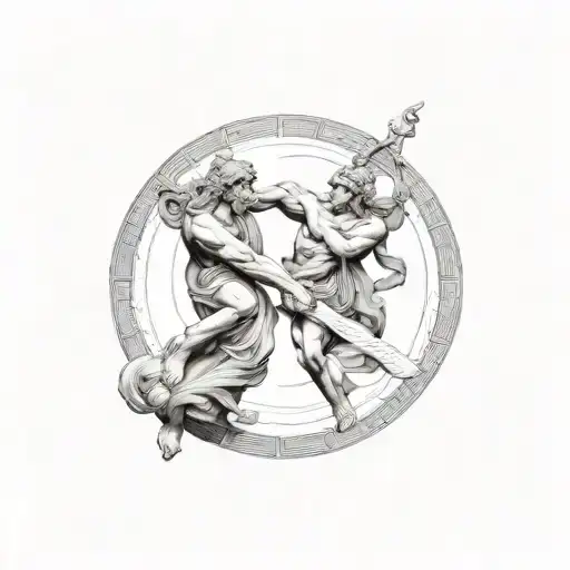 Greek God Atlas Holding Yin And Yang