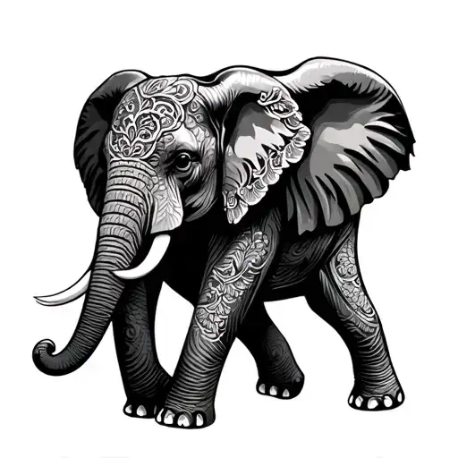Mandala Elephant Walking
