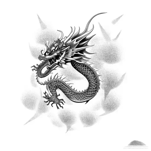 Chinese Dragon Spitting Butterflies