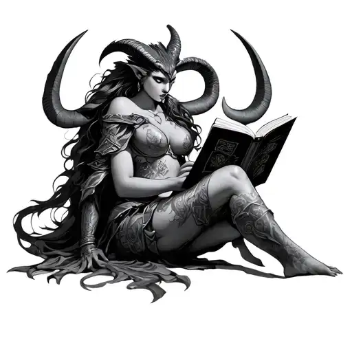 Capricorn Female Gargoyle Warrior Reading