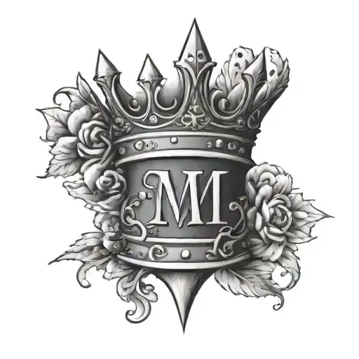 A Queen Crown With A Letter M In It With The Armor