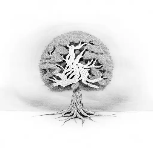 Tree With Father And Daughter