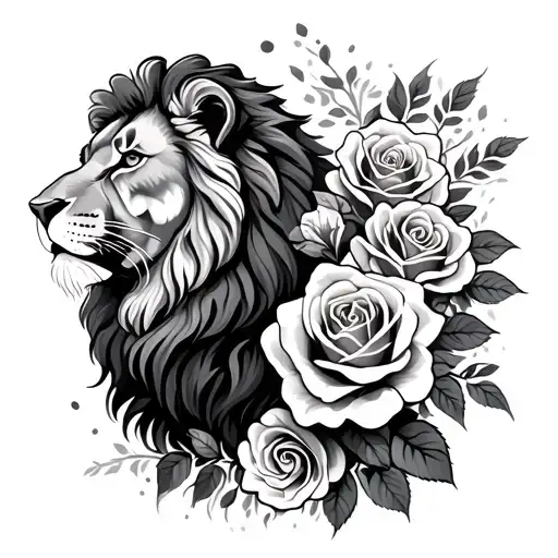 Lion And Roses Growing