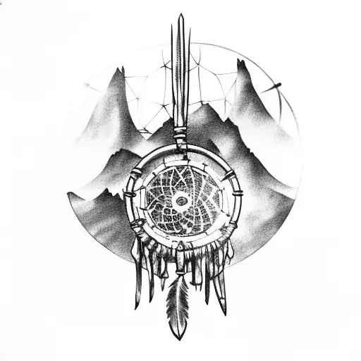 Crossed Tomahawks And Dreamcatcher