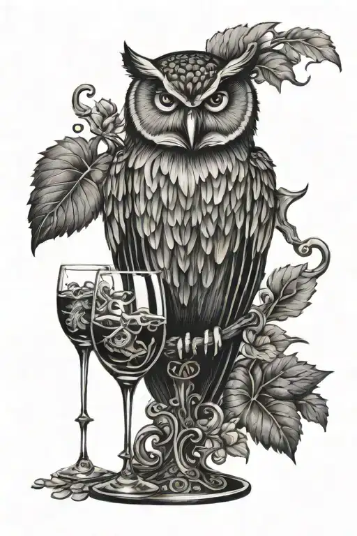 Owl Lion Scale Wine Glass