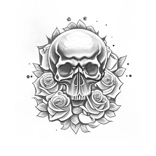 Skull Moon And Roses