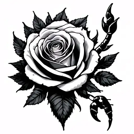 Rose Sorounded By Scorpion