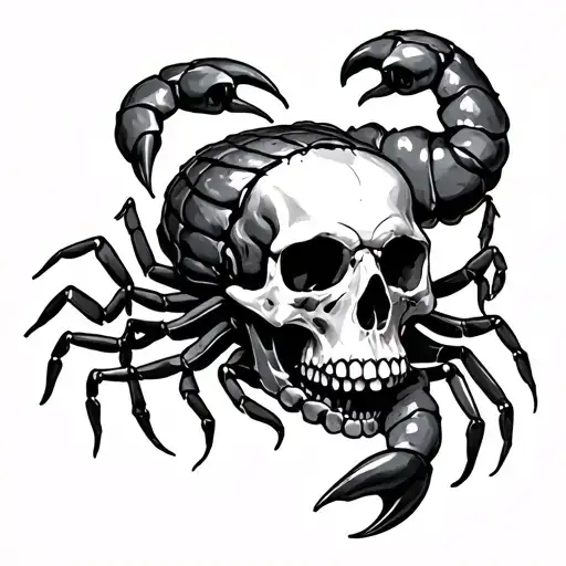 Scorpion Wrapped Around A Skull