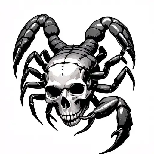Scorpion Wrapped Around A Skull