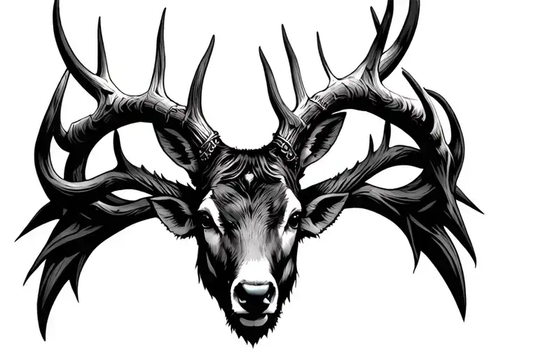 Metal Goth Tribal -Style Deer Horns From The Clavicles Behind