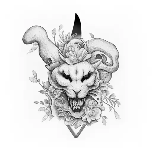 Chef Knife With A Floral Pattern In The Knife