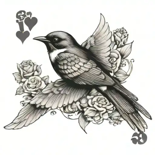 A Swallow In A Playing Card Design