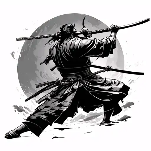 Two Samurai Fighting Each Other