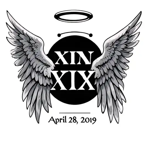 Roman Numerals April 28 2009 With Angels Wings And Halo Underneath