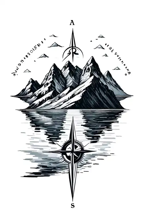 Mountains Compass And Water