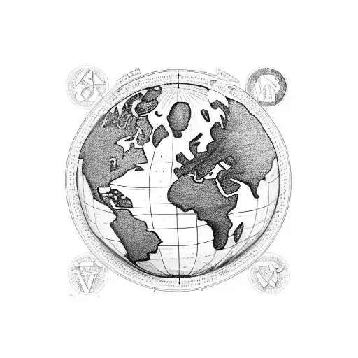 World Map With World's Religious Symbols