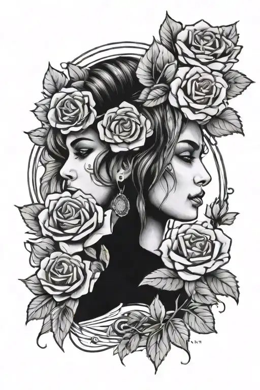 Leo Woman With Roses On Head Surrounded