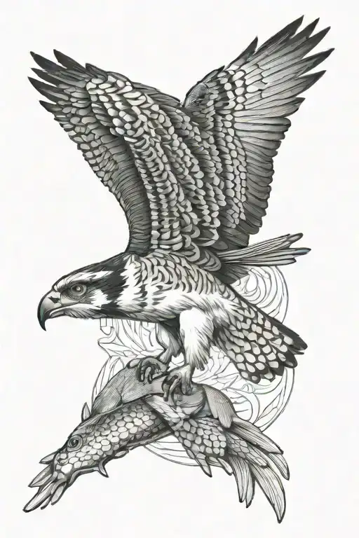 Osprey Bird Of Prey Catching An Arctic Grayling Fish Alaska