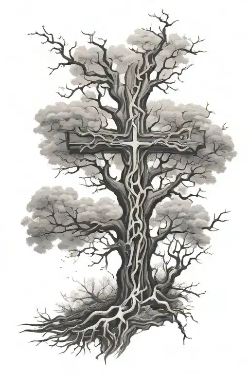 Sleeve Tree And Cross With God