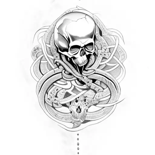 A Skull With Snakes Coming Out Of Its Eyes