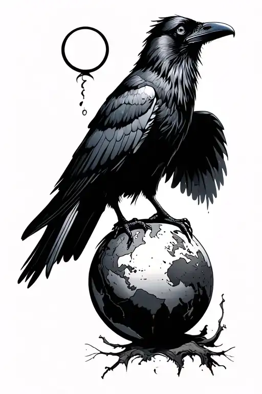 Raven Standing On A Globe